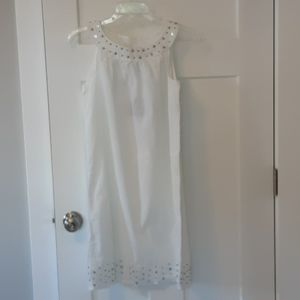 White cotton dress with sequin detailing